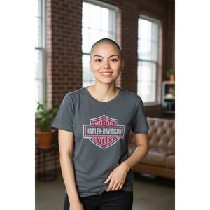 Harley-Davidson‎ Tee Women's S Dark Gray Fitted Moto Top Rebel Rider Style